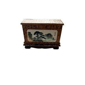 Bamboo with Faux Marble Plaque Tea Box from Peoples Republic of China